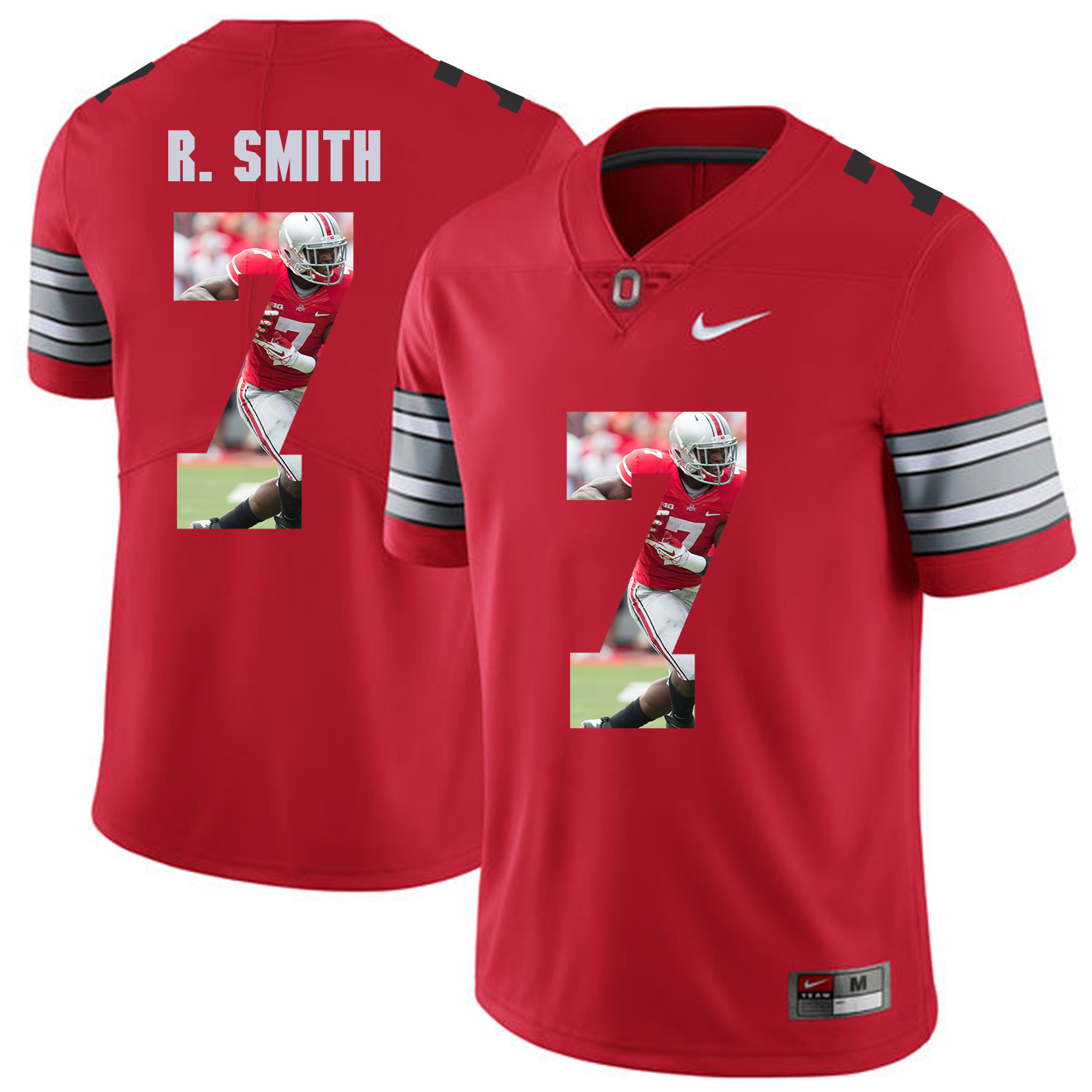 Men Ohio State #7 R.Smith Red Fashion Edition Customized NCAA Jerseys